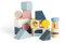 Bigjigs Toys Sensory Explorer Blocks - 14 Pieces Wooden Building Bricks with Tray, Baby & Toddler Stacking Shapes, Sustainably Made, Montessori Gifts, Age 18 Month Olds +
