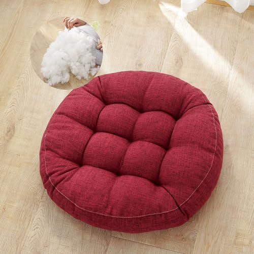 Rundes Kissen, Meditationskissen, Bodenmatratze, Outdoor-Kissen, Yoga-Kissen für Wohnzimmer, Schlafzimmer, Terrasse und mehr (47 cm, Khaki)