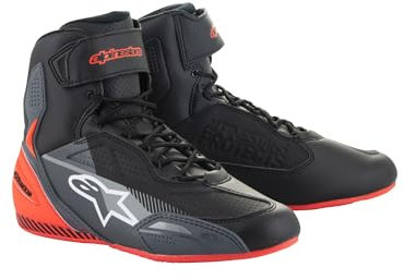 Alpinestars Herren 2510219-1130-10 Motorcycle Boot, Schwarz Grau Rot Fluo, 43 EU