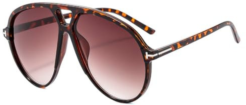 Zueauns Sonnenbrille Damen Groß Vintage Sonnenbrille y2k Pilotenbrille Rechteckige Übergröße Sonnenbrillen UV400 Schutz Klassisch Retro Brille mit Oversize Großer Rahmen Trendy Rave Hippie Brillen