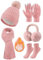 PASUDA Damen Wintermütze Schal Handschuhe Ohrenschützer und Socken Set Winter Warme Beanie Strickmütze Lang Winterschal Winterhandschuhe Plüsch Ohrenschützer Winterzubehör Kombi Set (Rosa, One Size)