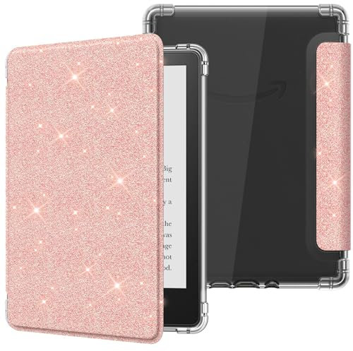 MoKo Custodia Compatibile con Kindle Paperwhite da 6,8 Pollici 11a Generazione 2021, Cover Leggera con per eBook Reader in TPU Morbido Auto Sveglia/Sonno, Rosa Leggero con Glitter