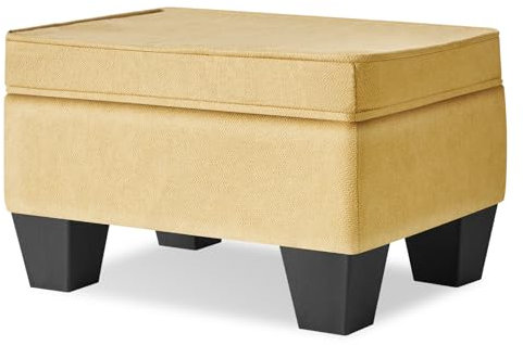 IBUYKE 10” Petit Repose-Pieds Ottomane, Repose-Pieds Rectangulaire en Lin Tabouret avec Assise Rembourrée et Pieds en Plastique, Puff Bas Repose-Pieds pour Salon Chambre Fauteuil, Ginger WBD008JH