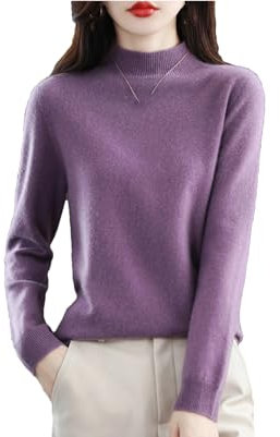 Hamthuit Maglione di Cashmere delle donne Donne di Inverno di Lana Femme Lavorato A Maglia Femme Pullover Top Maglione, Viola, XL