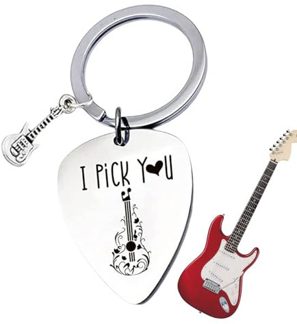 Porte-clés médiator de guitare – Médiator gravé I PICK YOU pour débutants – Accessoires de jeu de guitare pour les amateurs de guitare, jeunes, hommes et femmes
