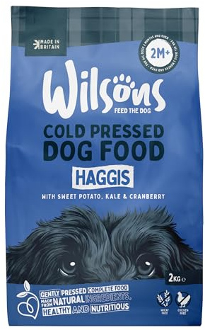Wilsons - Cold Pressed Dog Food - Premium Complete Dry Meal with Natural, Hypoallergenic, Wheat Free Ingredients, Suitable for Adult Dogs and Puppies 2 Months + (Haggis) (2kg)