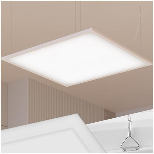 tectake® LED Paneel, ultraflach, als Wand- und Deckenleuchte, warmweiß, für indirekte Beleuchtung, 62 x 62 cm, Weiß