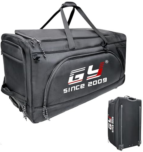 GY Sportausrüstungstasche mit Rad, Eishockey-Ausrüstungstasche, 186L, schwarz, Hockey-Premium-Tasche, groß, 45,7 x 45,7 x 88,9 cm