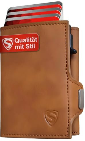 SKYSPRING SkyTo Slim Wallet Geldbörse Herren klein mit Münzfach und Scheinfach - Mini Geldbeutel Herren - Kleines Portmonee für Karten Scheine und Münzen (Braun)