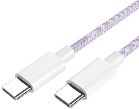iCatchy For Motorola Moto G05 / Moto G15 / Moto E15 Nylon Braided USB Type C Cable, Male to Micro USB Cord, 5A Supercharge, Fast Charging Cable Lead Data Transfer Charger Power Cord Lead (Purple)