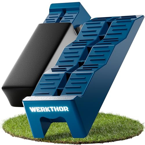 WERKTHOR Auffahrkeile Wohnmobil (Blau) – [2er Set] stabile Auffahrkeile für Wohnwagen & Camper | Keile Wohnmobil für sicheres Nivellieren [<5t] – Robustes Design für jeden Untergrund – inkl. Tasche