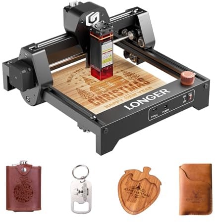 LONGER RAY5 Mini Laser Graviermaschine, 12000mm/min Hochgeschwindigkeitsschneider, 130x140mm Gravurfläche, WLAN, Sicherheit mit Notausschalt (2,5W), Laser Graviermaschine