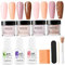 Dip Powder Nail Kit, 4 Colors Nail Dipping Powder Kit for Home DIY Salon Art, Glossy or Frosted Finish with Base Top Coat Activator As Gifts for Women