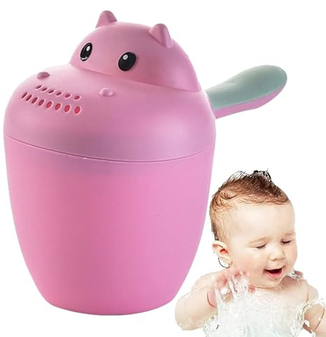 Baby Bath Jug - Cute Round Design Baby Shower Cup | Cartoon-Shaped Hippopotamus Shampoo Cup | Easy-To-Use Bath for Comfortable and Safe Bathing