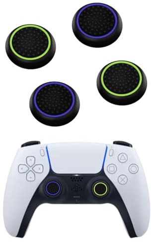 Crazy Diy – Lot de 4 capuchons en silicone pour manette de PS4, PS5, Xbox Switch Pro, Switch 2, motif à pois et cloutés, violet + jaune