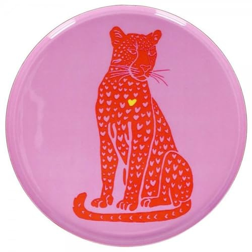 [W0526] Love Trays, Dekotablett, M, Motiv: Leopard, rosa/rot 22,8x1x22,8cm