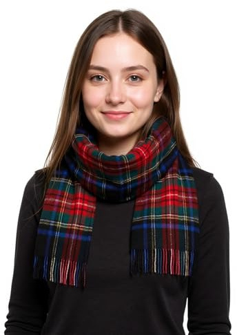 Hamilton Kilts Schal aus 100% Lammwolle, schottischer Clan-Tartan-Schal, luxuriöser, weicher Winter-Stola mit Quasten