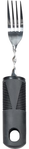 Aidapt Easy Grip Bendable Fork.Large Ribbed Handle,Slot for Wrist Strap,90 deg Angle Bend,Great for Users with Limited Mobility,Weakened Grip,Parkinsons,Stroke,Disabled,Poor Dexterity,Dishwasher Safe