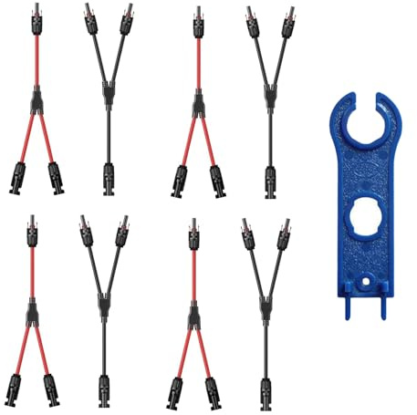 6 mm² Solarkabel Y-Verteiler, 4 Paar Solarkabel Y-Verteiler Solarpanel-Kabel MMF+FFM, 10AWG Solarpanel Y Stecker 1Y2, Solarpanel Kabelstecker, Photovoltaik Steckverbinder