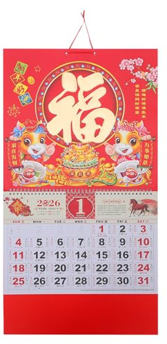 DIYEAH Wandkalender 2026 Jahr Des Pferdes Mit Goldfolie Traditioneller Chinesischer Mondkalender Und HäNgende Verzierung Zum FrüHlingsfest Monatsplaner FüR Wanddekoration Und Home Office