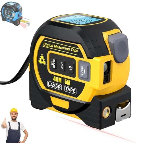 2026 New the Almighty Ruler, Multifunctional Almighty Ruler 3 in 1 Infrared Laser Tape, Digital Tape Measure for Measuring Distance, Area, Volume & Pythagorean Theorem(Yellow,40M)