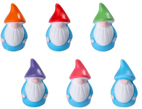 Abaodam 6 Stück Kleiner Garten Gnomfiguren aus Widerstandsfähigem Kunstharz Miniatur Deko für Feengärten Zimmerpflanzen und Außendekoration