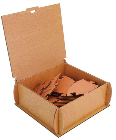 EIMSOAH Herzförmiges Hellbraunes Bastelpuzzle für Festivals mit Holzbox – Ausgezeichnetes Dichtes Brettmaterial für Jahrestag, Hochzeitsgeschenk