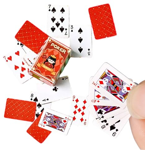 Pokerkarten – Fingergroß | Papierspielkarten – 54 Blatt interaktive Spielkarten für Erwachsene, Großeltern, , Frauen, Männer, Jugend, Tischplatte, Schreibtisch, Reisen, Spaß, Unterhaltungsspiel