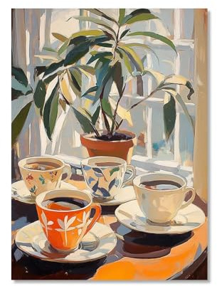 YONGKUIQMK Vintage-Kaffee-Poster, Wandkunst, Leinwandgemälde, italienische Reise, Café, Küche, Kaffee, Bar, Heimdekoration(A,50x70cm No Frame)