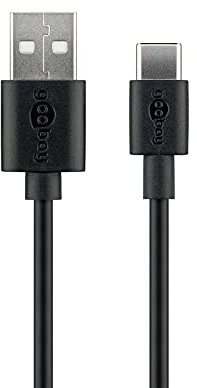 goobay 45735 Câble de Chargement et de Synchronisation USB-C, USB-A > USB-C, Noir, 1m Longueur de Câble