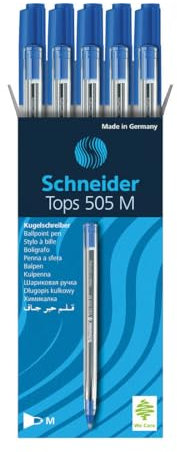 Schneider Kugelschreiber Tops 505, mittlere Spitze, Blau, Box 10
