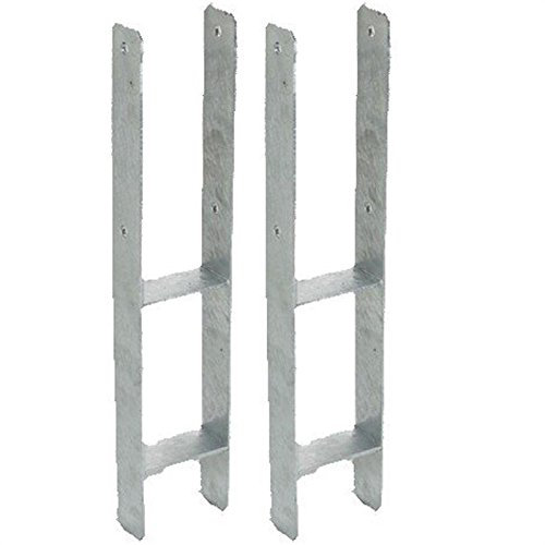 Gardopia Sparpaket: 2 x 116mm Pfostenträger H-Form Feuerverzinkt zum Einbetonieren