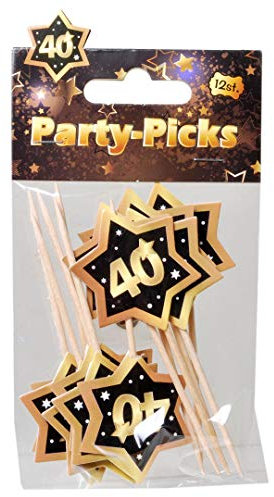 UDO Schmidt GmbH Party Picks Mini Stecker 40 Schwarz Gold Partydeko Geburtstags Deko Buffet Dekoration