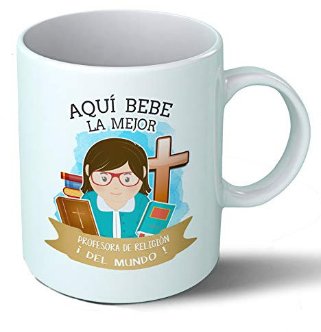 Planetacase - Taza Profesora de Religion - Regalo Original - Cerámica 330 mL - Taza Desayuno Apta para Microondas y Lavavajillas - Resistente a Lavados