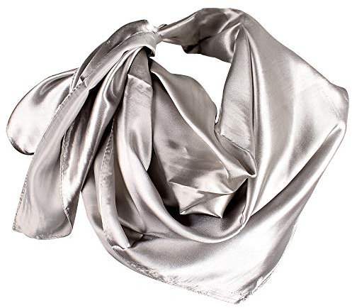 YOFASEN Hijab pour Femmes - Satin Musulmanes Islamique Voilées Foulard Voile Turban Echarpe Châle, Gris argenté
