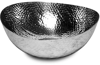 IHI EST. 1986 India Handicrafts 12987 Servierschale, rechteckig, gehämmert, Aluminium, 36,8 cm, silberfarben