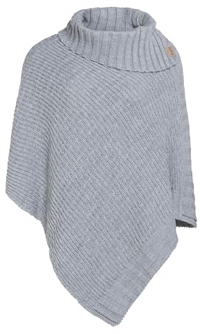 KNIT FACTORY - Nicky Gestrickter Poncho - One Size | Damen Strickponcho mit Kragen - Damen Pullover aus Wolle - Umhang - Für den Herbst und Winter - Hochwertige Qualität