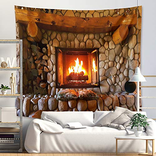 Lsimeru Psychedelic Wandteppich Natur Felsen Feuerstelle 180x230 Trippy Art Wandbehang Fantasy Wandtuch Tapestry Tapisserie Wandkunst Tischdecke Schlafzimmer Deko