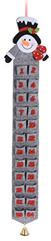 matrasa Adventskalender aus Filz mit Glocke 97 cm befüllbar - Schneemann (Grau)