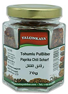 Yalçinkaya - Paprika Chili Scharf - 70g - Gewürz im Glas - geschrotet - Scharf im Gewürzglas