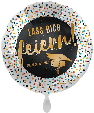 1 Folienballon Prüfung bestanden Lass Dich feiern Ein Hoch auf Dich rund bunt 43 cm Ballongas geeignet