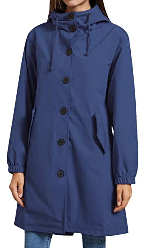 YFFUSHI Femme Veste Imperméable Coupe-vent d'Extérieur Léger et Respirant Veste de Pluie à Capuche Trench-coat Mi-long