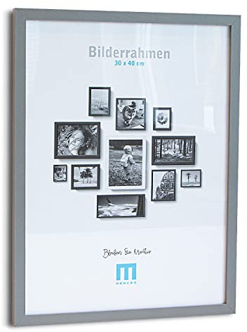 30x40cm (1Stk) in Grau, minimalistischer & moderner Bilderrahmen für Fotos & Bilder. Inkl. Acrylglasschutz. Eignet sich für die Wand, Hochformat oder Querformat