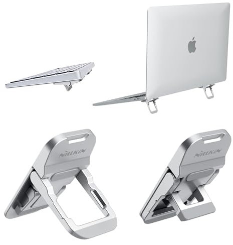 Nillkin Tastatur Ständer, Faltbarer Unsichtbar Tastatur Erhöhung, Verstellbarer Laptop Füße mit Rutschfester Silikon Unterlage Kompatibel mit Allen Laptops/MacBook/Notebook/Tastatur, Silber