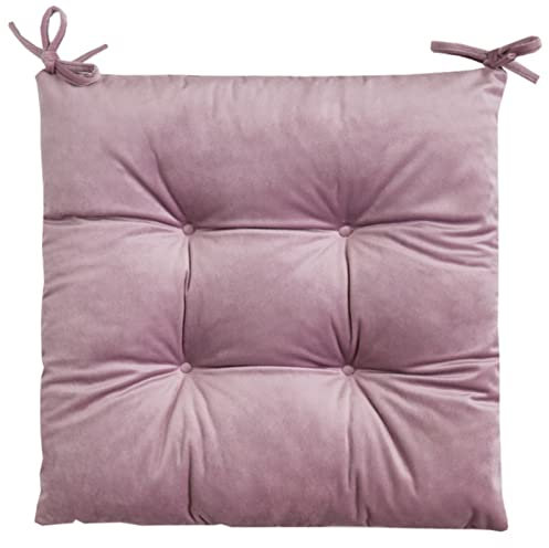 EXQUILEG 4er-Set Samt Quadrat Stuhlkissen mit Bändern, 38x38 cm, Sitzkissen Sitzpolster Auflage für Haus und Garten (#7)