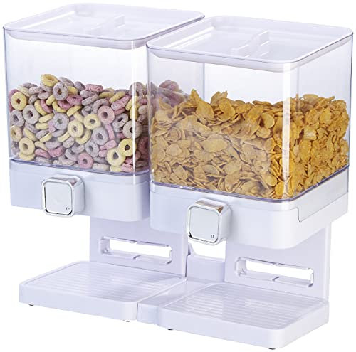 Rosenstein & Söhne Müsli Aufbewahrung: Doppel-Spender für Cerealien & Snacks, 33,5 x 30,5 x 16,5 cm, weiß (Müsli Vorratsdose, Spender für, Frischhaltedosen)
