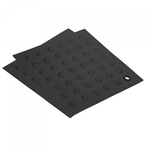 sourcing map Silicone Trivet Mats 2pcs, Square Dots Hot Pan Pads Hot Pot Holder, Heat Resistant Dish Drying Mat for Kitchen Counter Table -Black