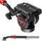EVUMO Professional Fluid Head Tripod, Compact Camera Video Head With Tilt & Pan 360° For Tripod, 1/4'' & 3/8 Screw Quick Release Plate For Video Camcorder, DSLR, Adjustable Handle, Max Lode 8kg/17lbs