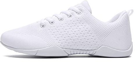 TWDKCHER Scarpe da cheer giovani ragazze bianche scarpe da cheerleading danza atletica allenamento tessuto traspirante danza leggera competizione confortevole sport bambini ragazze cheer sneakers