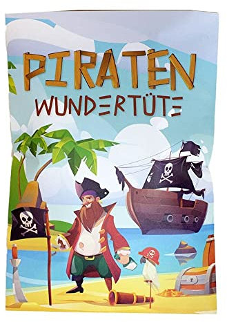 BEMIRO 4X Piraten Wundertüte gefüllt | Kindergeburtstag Überraschung mit Piraten Spielzeug | Geburtstag Mitgebsel für Kinder | Piraten Überraschungstüte mit 3-5 Artikeln